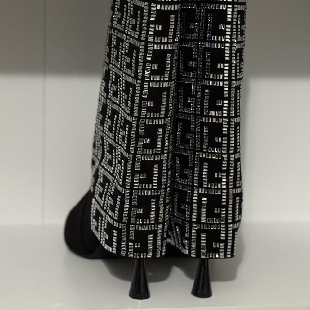 Black and Silver Patterned Heels